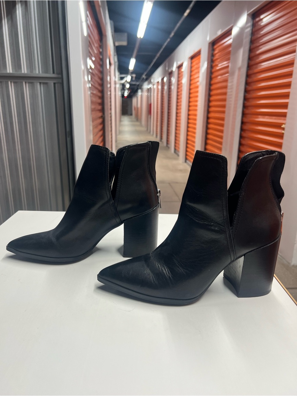 Steve Madden Black Pointed-Toe Block Heel Ankle Boots